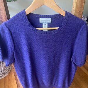 Alfred Dunner Women's Purple Knit Short Sleeve Top Pullover Classic Casual